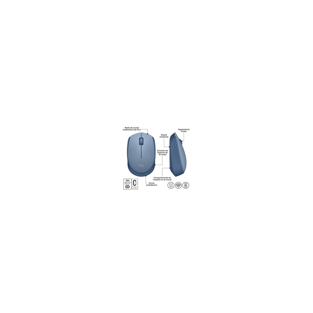 Mouse LOGITECH M170 Wireless USB Blue Gray