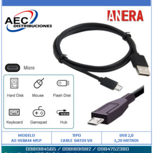Cable ANERA USB a Micro 5P Blackberry