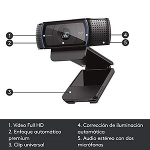 Camara Web LOGITECH C920 Pro HD 1080 Stereo audio con dual mics