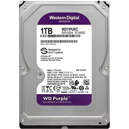Disco Duro para PC WESTER DIGITAL 1TB Purple