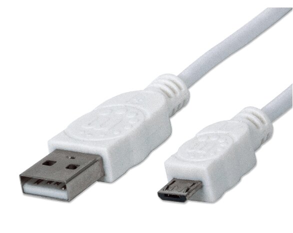 Cable Micro USB 2.0 MANHATTAN Blindado AM Micro BM 1metro blanco