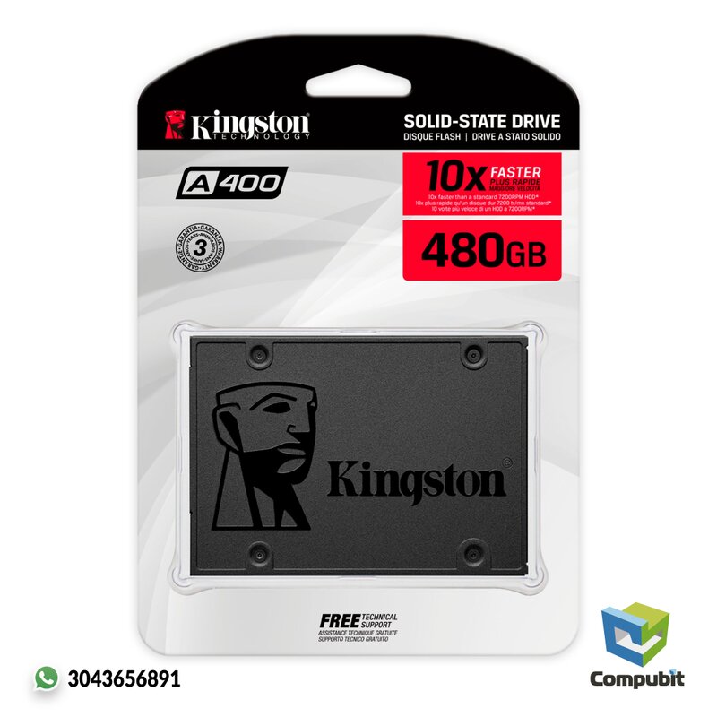Disco Solido KINGSTON 480GB A400 SATA3 2.5Inc