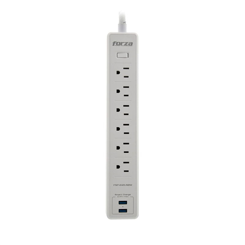 Regleta FORZA FSP-612USBW 6 NEMA 2USB 110/220VAC Blanco