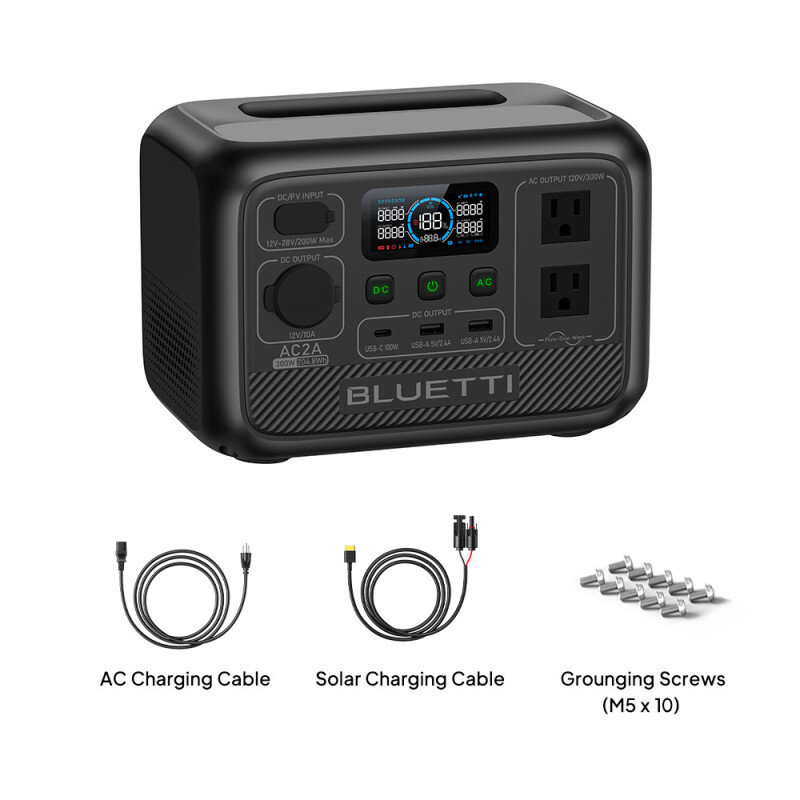 Estacion de Energia Portatil BLUETTI AC2A Life P04 de 204 Wh con 2 salidas de CA de 300W