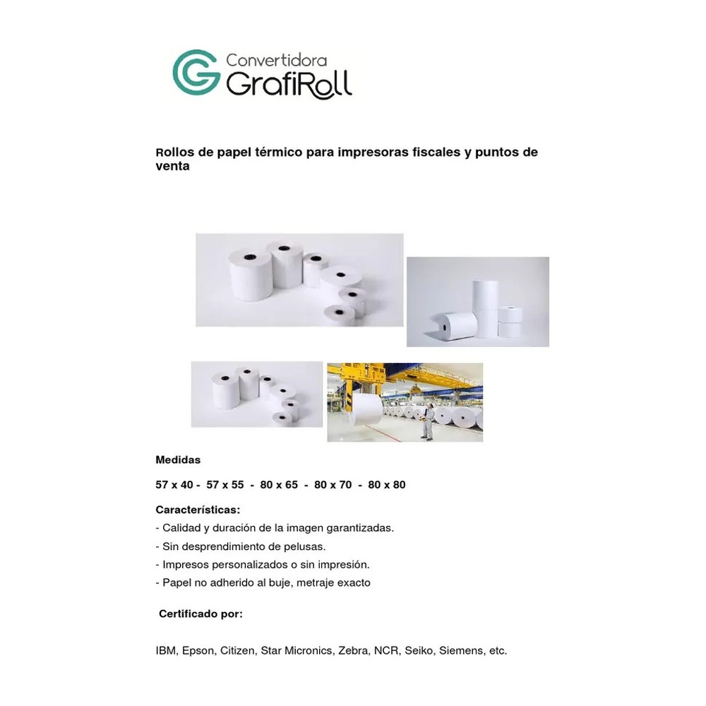 Rollo de Papel Termico 1 parte HIGH TECH  79 X 60 Mts.