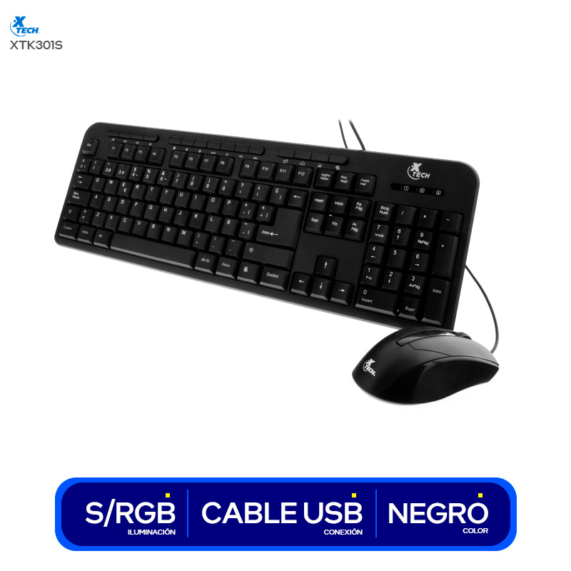 Teclado y Mouse XTECH XTK301S Black