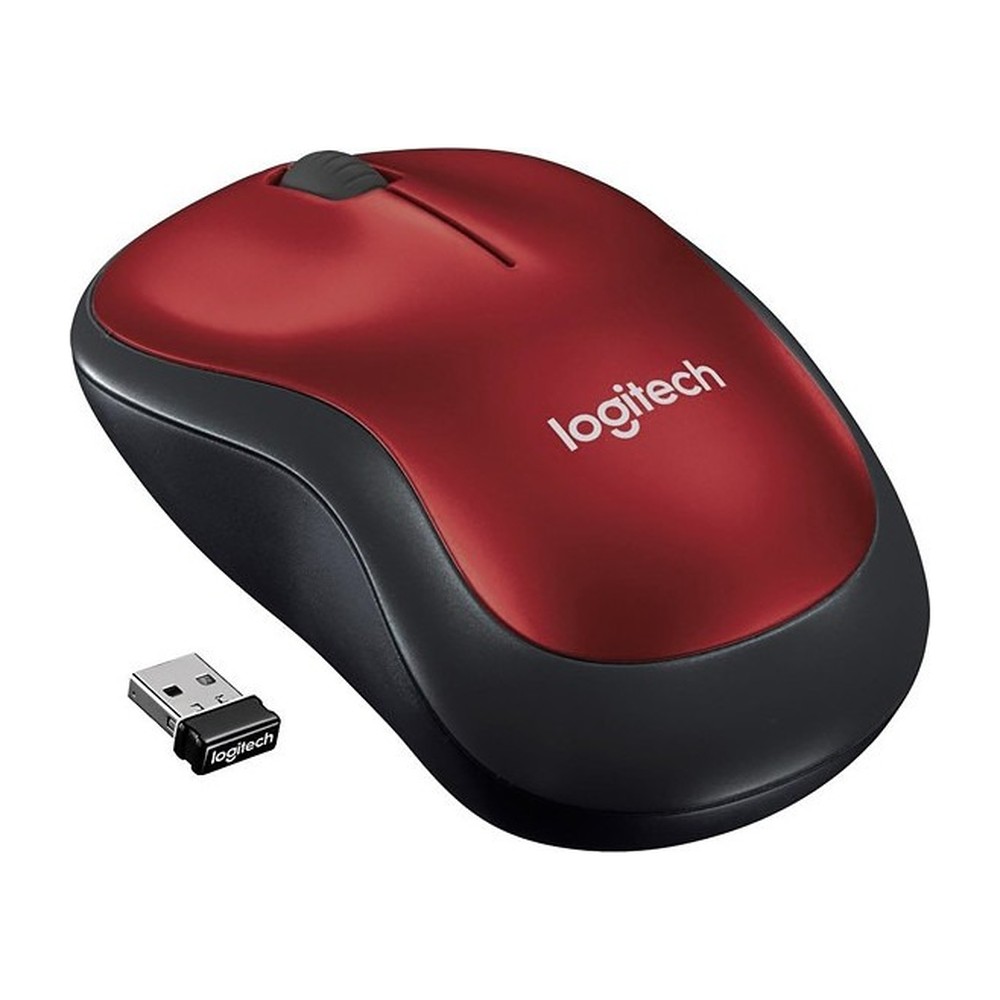 Mouse LOGITECH M185 Wireless Rojo Negro