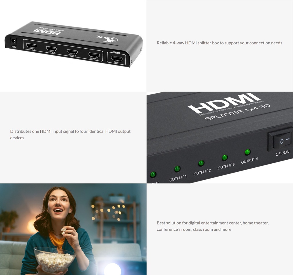 Splitter HDMI Xtech XHA410 4 puertos