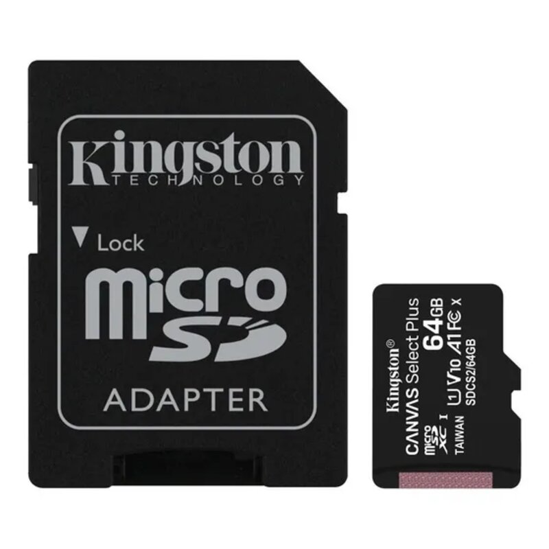 Micro SD Kingston 64GB microSDXC Canvas Select Plus Gen3 100MB/s A1 C