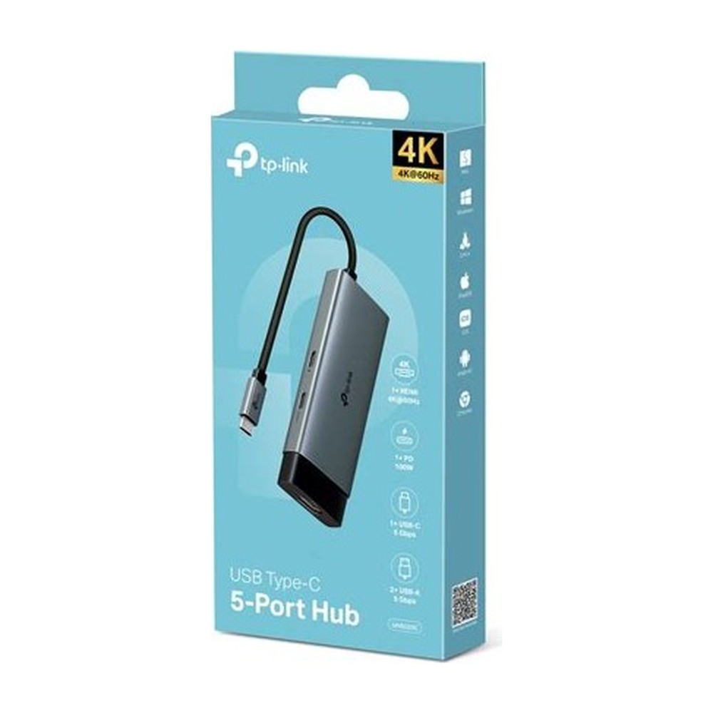 HUB TP-Link USB Tipo-C 7 in 1 con Puerto HDMI 4K 60Hz. SD microSD Fast Charge Silver