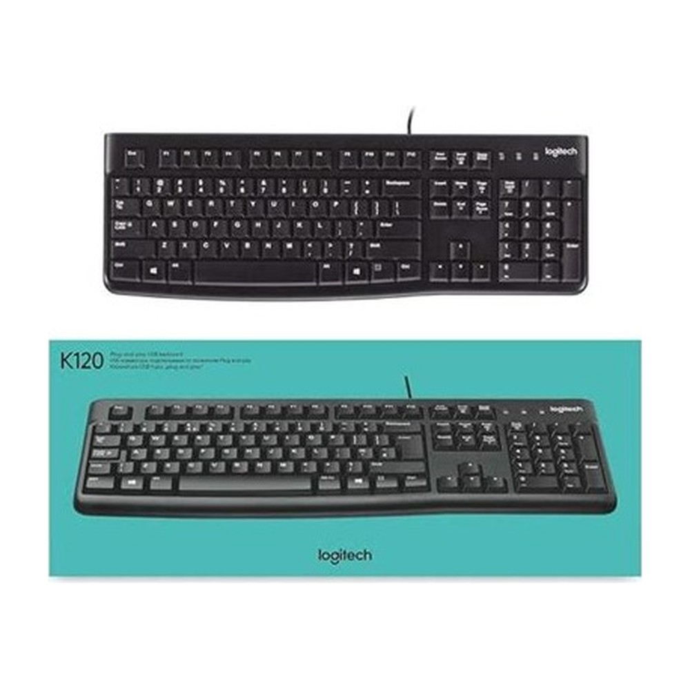 TECLADO LOGITECH K120 NEGRO USB PLUG AND PLAY RESISTENTE A SALPICADURAS