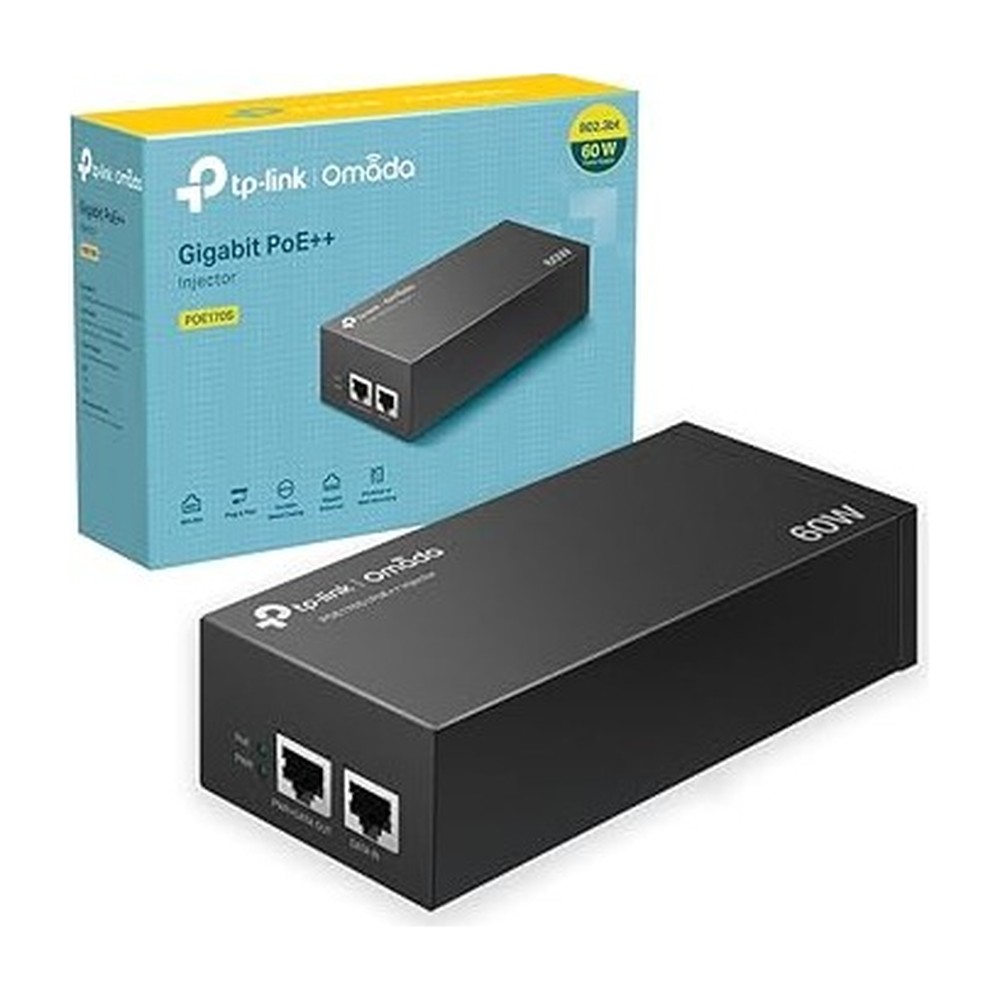 ADAPTADOR TP-Link PoE++ Inyector 2 Puertos Gigabit 60W Plug and Play Power Supply Integrada