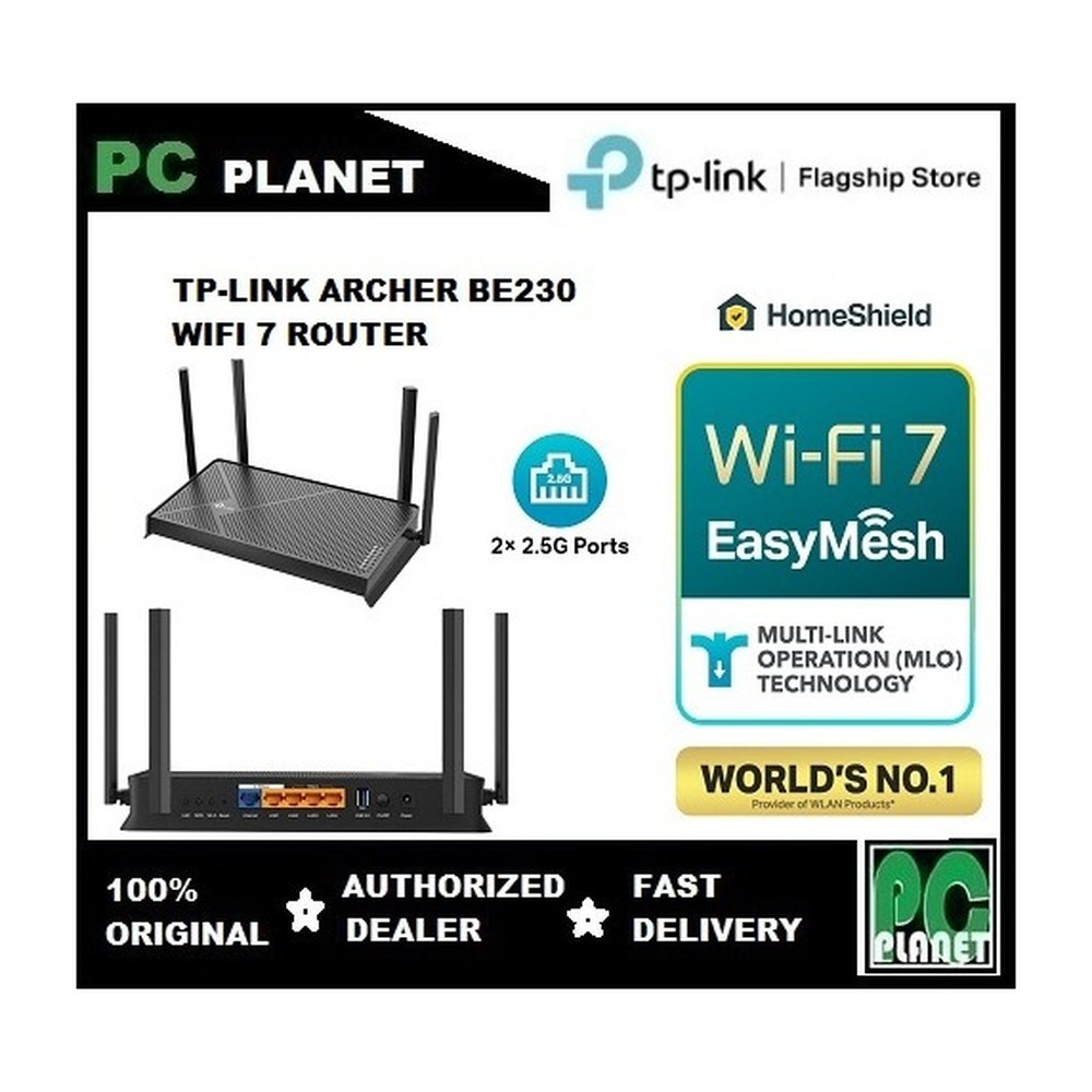 ROUTER TP-Link BE230 Wi-Fi 7 BE3600 Puertos Gigabit 2 Puertos 2.5G 4Antenas