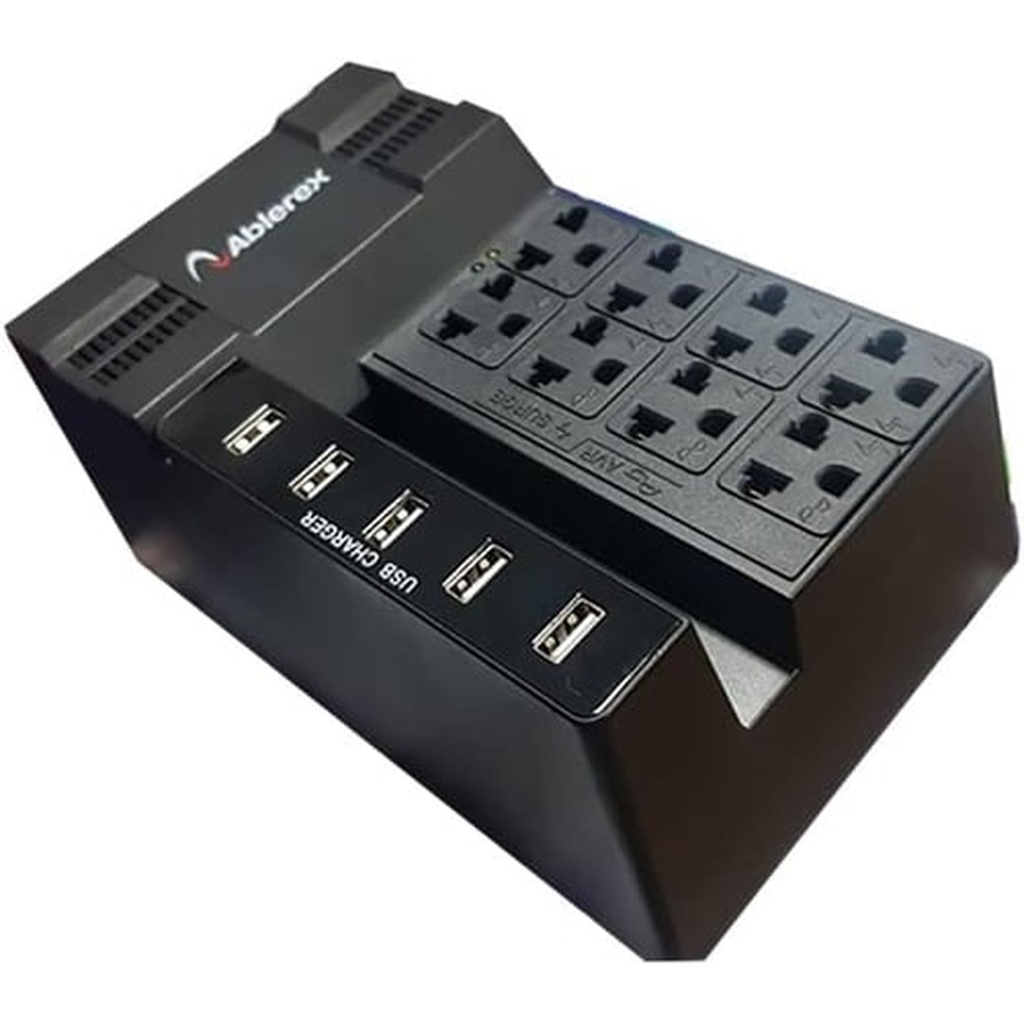 Regulador ABLEREX AB-R1208USB 1200VA 600W 120V 8 tomas 5 puertos USB para carga