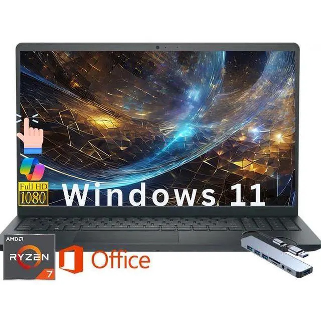 Computadora Portatil DELL DC15255 Ryzen7-7730u 16GB SDD 512GB 15.6" FHD Touch Win11 