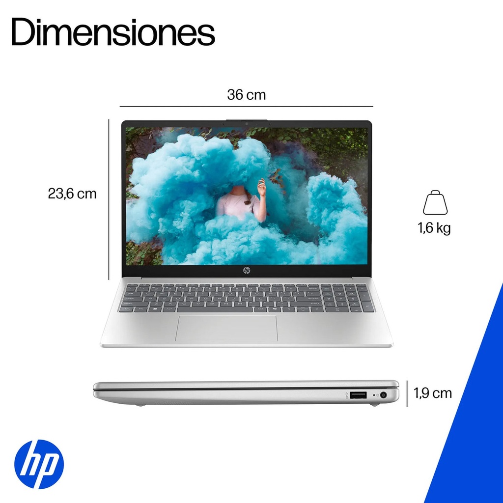 Computadora Portatil HP 15-FC0372LA Ryzen7 7730U 16GB SSD 512GB WIN11 Silver