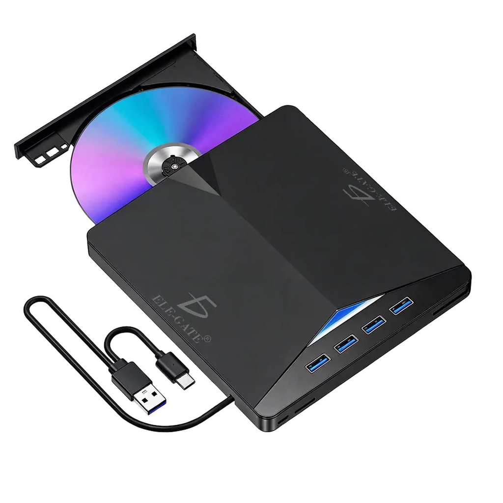 Lector DVD-RW Externo 7 en 1 USB 3.0 y USB/Hub USB 2.0 * 3  Tipo C /Lector MicroSD-TF /IDC5V 