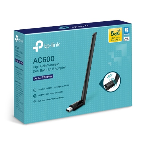 [00052974] Adaptador de Red TP-LINK USB Inalámbrico  Archer TZU Plus AC600 HIGH GAIN Dual Band