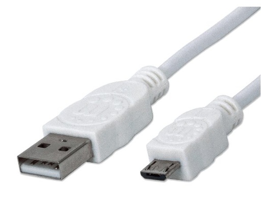 [00055946] Cable Micro USB 2.0 MANHATTAN Blindado AM Micro BM 1metro blanco