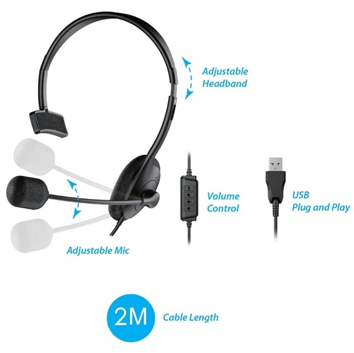 [00056119] Audifono GENIUS HS-100U USB 2 Mts Cable length
