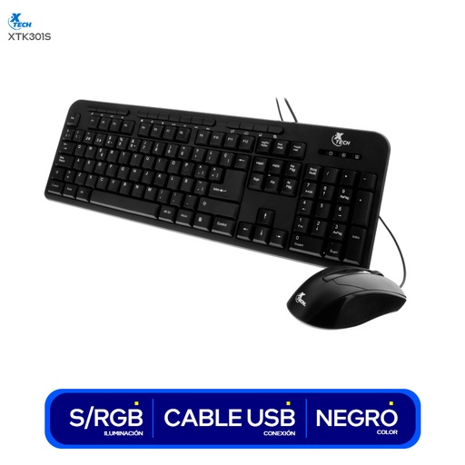 [00055275] Teclado y Mouse XTECH XTK301S Black