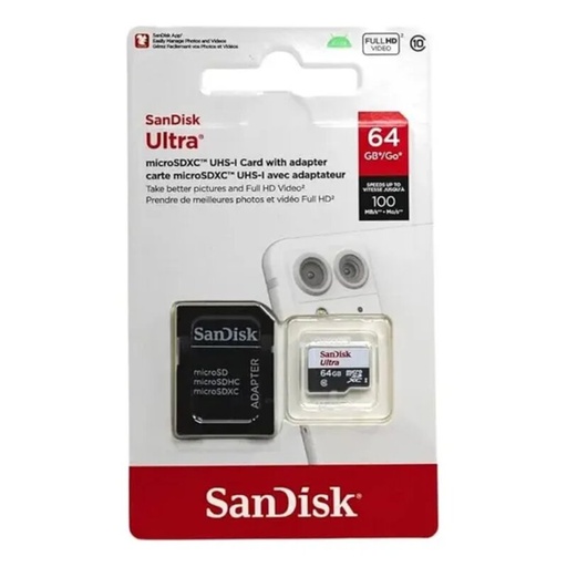 [00056596] MicroSDXC Sandisk 64GB Ultra w/adap USH1 C10 Android 100M