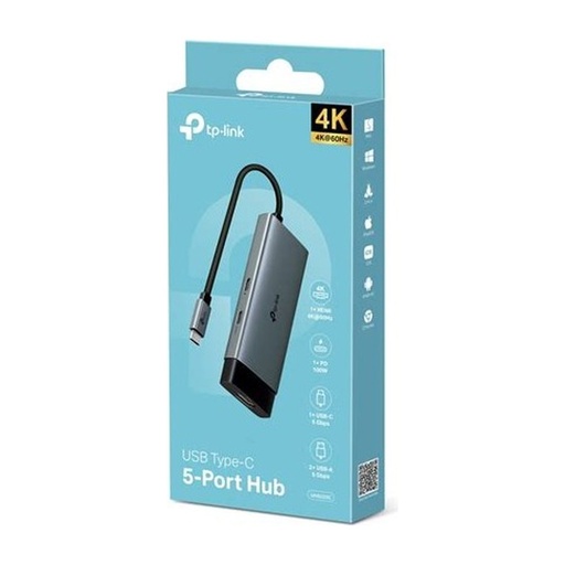 [HUBTPLUH7021C] HUB TP-Link USB Tipo-C 7 in 1 con Puerto HDMI 4K 60Hz. SD microSD Fast Charge Silver