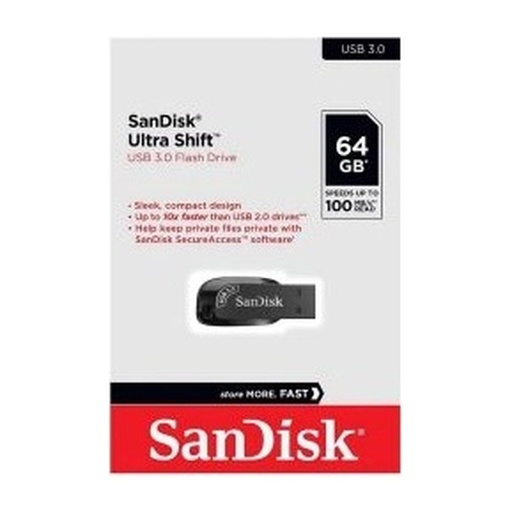 [FMESCDZ410064GK] FLASH MEMORY SANDISK 64GB ULTRA SHIFT USB 3.0 GEN 1 BLACK