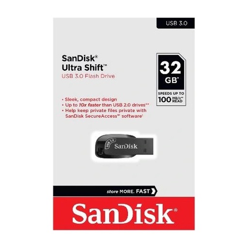 [FMESCDZ41032G4B] FLASH MEMORY SANDISK ULTRA SHIFT 32GB USB 3.0 BLACK Z410