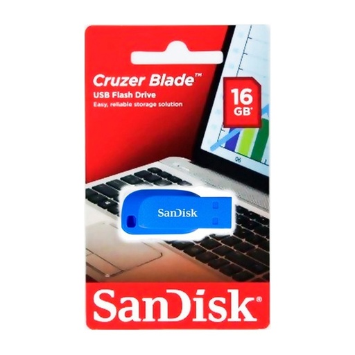 [FMESNDZ50C163BE] FLASH MEMORY SANDISK 16GB Cruzer Blade USB-A 2.0 Blue