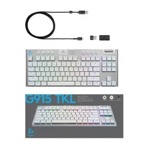 [KEYLOG920009660] TECLADO LOGITECH GAMER G915 TKL RGB MECANICO SWITCH GL TACTIL WIRELESS BLANCO