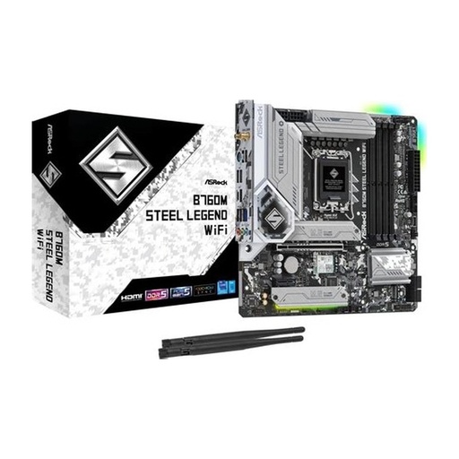 [MBOASRB760MSTLW] MBO ASROCK B760M STEEL LEGEND 13va. LGA1700 DDR5 WIFI HDMI DP M.2 15USB PCIE5.0 mATX