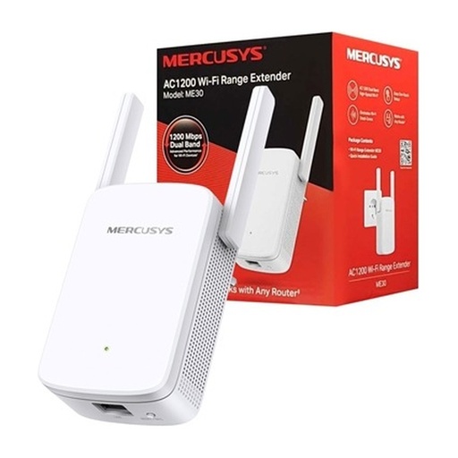 [ADAMERME30] EXTENSOR DE RED MERCUSYS ME30 WI-FI AC1200 DUAL BAND 1X RJ45 100MB-S WHITE