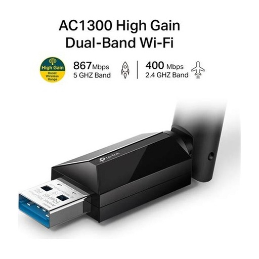 [ADATPLARCHT2UPL] ADAPTADOR TP-LINK T2U PLUS AC600 HIGH GAIN DUAL BAND WIRELESS USB