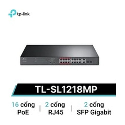 [SWITPLSL1218MP] SWITCH TP-LINK TL-SL1218MP No Gestionable PoE 16Port 10-100Mbps 2P-SFFP Gigabit