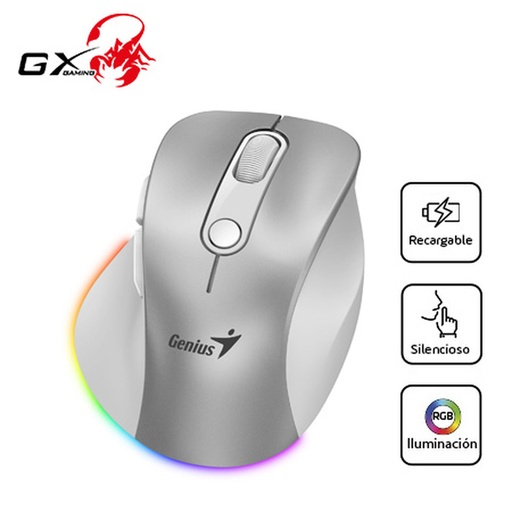 [00056858] Mouse Genius Ergonomico Silent 9000s Pro Wireless Bluetooth Recargable Pink